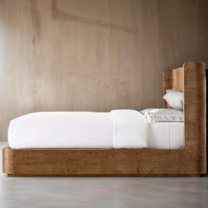 طقم أسِرّة بلوط صلب بحجم كينج وكويز بإطار للمنزل والفندق والفيلات بتصميم أنيق - Product Image 3