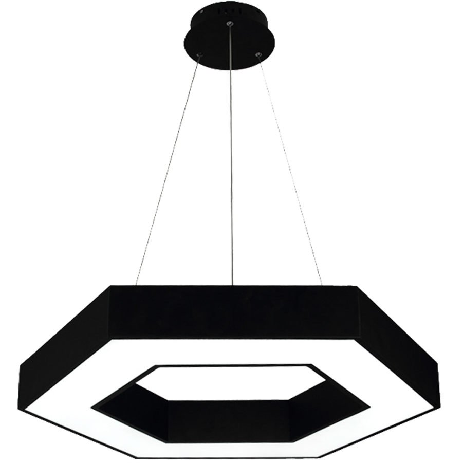 Black and White LED Batten Office Pendant Lamp Indoor Circular Ceiling Light Hexagonal Strip Lamp for Office CE Certified
