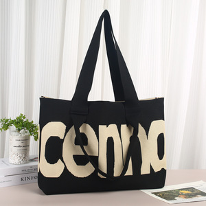 Bolsa de Compras de Hombro de Nylon Jacquard con Diseño de Dibujos Animados Personalizado de Fábrica, Bolsa Tote Casual de Gran Capacidad con Abertura Superior - Product Image 1