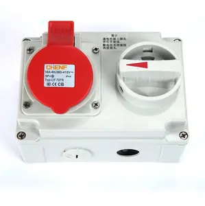 Enchufe estándar internacional IP44, 3P, 4P, 5P, 16A, CEE/IEC, con interruptores e interbloqueo mecánico, 230V, 400V, CF7274, CF7275, CF7276