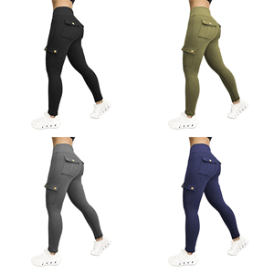 <span class=keywords><strong>Pantalon</strong></span> cargo de sport <span class=keywords><strong>taille</strong></span> haute pour <span class=keywords><strong>femme</strong></span>, extensible dans les 4 sens, motif uni, leggings de yoga effet push-up avec poches - Product Image 2