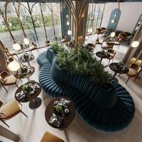 Canapé de restaurant de luxe personnalisable, forme ronde, table et chaise de restaurant italien pour mobilier de café