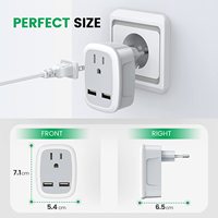 Adaptateur secteur international Reisende CN-7 avec 2 ports USB, prises américaines, prise européenne 3-en-1, blanc, ABS, norme IEC, OEM