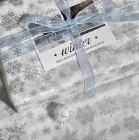 Papier cadeau personnalisé en papier de soie enduit imperméable et résistant à la graisse avec motif flocon de neige en feuille d'argent