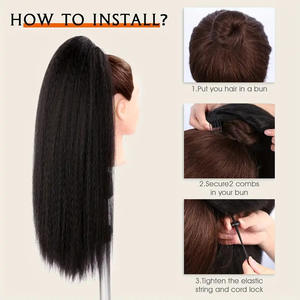 Perruque <span class=keywords><strong>de</strong></span> cheveux synthétiques <span class=keywords><strong>de</strong></span> longueur moyenne pour femmes européennes américaines et africaines Texture Yaki <span class=keywords><strong>queue</strong></span> <span class=keywords><strong>de</strong></span> <span class=keywords><strong>cheval</strong></span> moelleuse filet à cordon <span class=keywords><strong>queue</strong></span> <span class=keywords><strong>de</strong></span> <span class=keywords><strong>cheval</strong></span> <span class=keywords><strong>chignon</strong></span> - Product Image 4