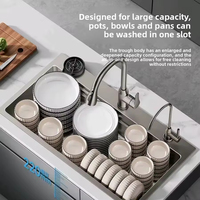 Évier de cuisine multifonctionnel fait main en acier inoxydable 304 noir moderne avec cascade et pluie, cuve unique, garantie 5 ans