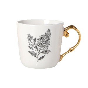 Light Luxury European Style <b>Small</b> Porcelain Coffee Mug Set Golden Handle Rustic Plant Sunflower Design Microwave Dishwasher <b>Safe</b> - Product Image 5