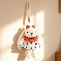 Porte-clés Lapin en Peluche Mignon de 20 cm, Breloque de Sac Lapin Doux et Rembourré avec Robe et Nœud, 3 Couleurs pour Cadeau d'Anniversaire