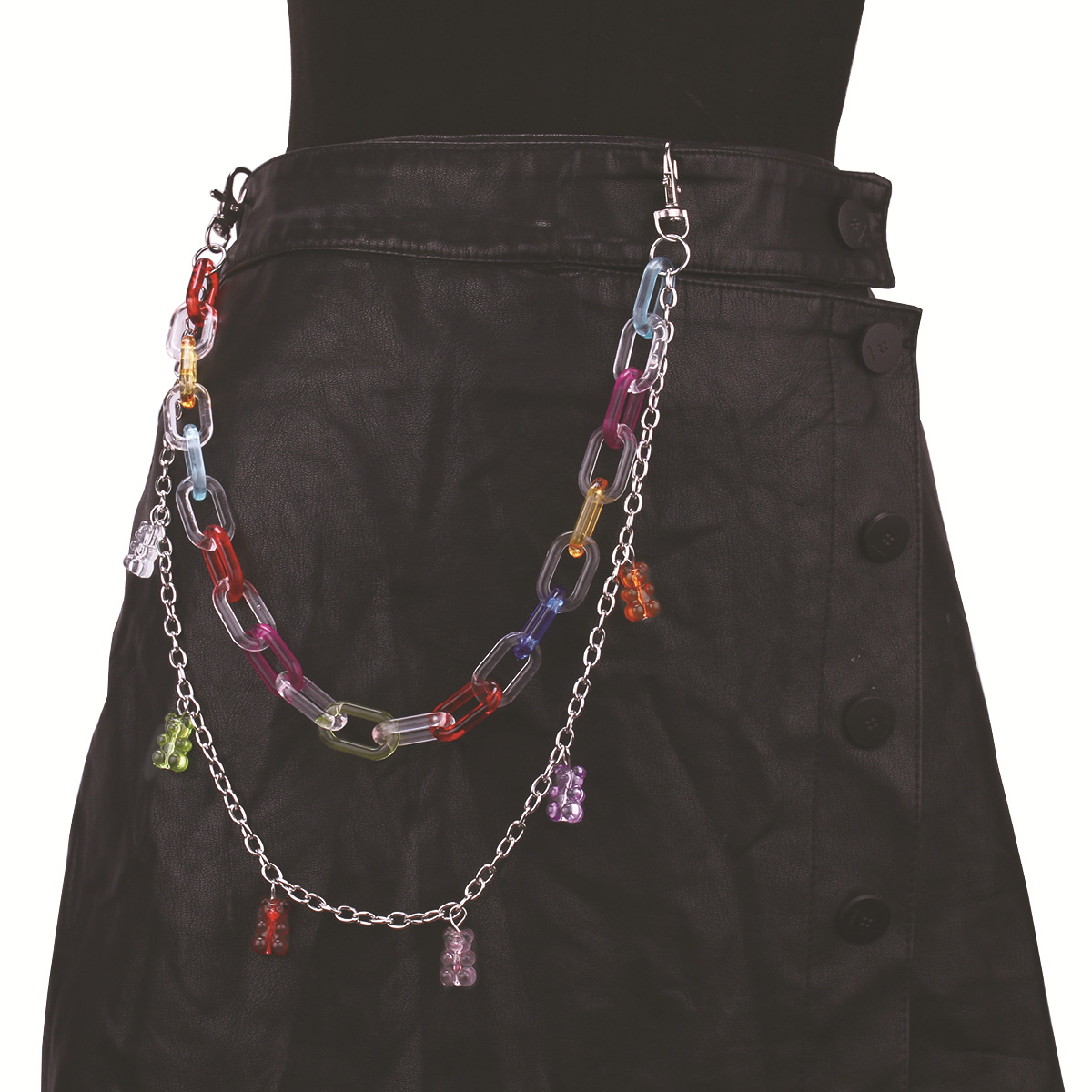 Colorful bear double-layered pants chain