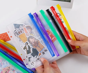 A5/A6/A7/B5/A4防水信封口袋预算活页夹聚氯乙烯透明拉链活页袋拉链锁卡文件现金钱包 - Product Image 5