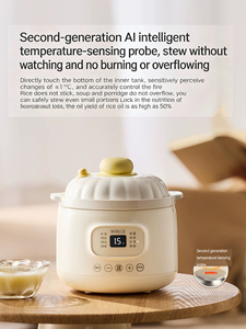 หม้อหุงช้าไฟฟ้าขนาดเล็ก 1.2 ลิตร, หม้อเซรามิก 300 วัตต์ พร้อมระบบแรงดันไมโครและป้องกันการไหม้, มัลติฟังก์ชั่นสำหรับโจ๊ก, ซุป - Product Image 6