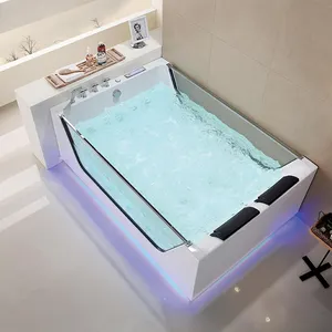 Bain à remous de luxe en acrylique pour 2 personnes, Spa à jets, baignoire chaude en fibre de verre