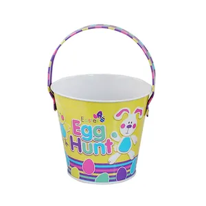 Custom Printing Mini Metal Bucket With Handle Chocolate Candy Kids Gifts Easter Metal Bucket