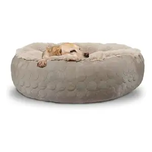 ZYZPET Hunde bett Donut Rundes, kühlendes wärmendes weiches Hunde kissen bett, doppelseitig verfügbares Donut bett (X-Large, Taupe)