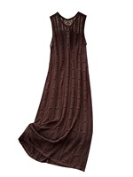 Maßgeschneidertes Damen-Maxikleid in Dunkelbraun mit Häkelmuster - Durchbrochenes Strickkleid, Lässiges Sommer-Strandkleid für den Urlaub