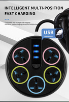 Multiprise murale intelligente avec protection contre les surtensions, 4 prises AC, 2 ports USB-A, 1 port USB-C, indice de protection IP11, pour usage domestique