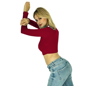 Autumn and <b>winter</b> <b>women's</b> shirt sexy long-sleeved slim bottom crop <b>top</b> t shirt - Product Image 5