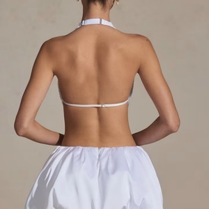 ชุดเดรสผ้าฝ้ายทอลายลูกไม้สีพื้นทันสมัย เอวธรรมชาติ ความยาวปานกลาง ประดับคริสตัลแบบสั่งทำ แขนกุด สำหรับฤดูร้อน ชุดนอนคริสต์มาสสำหรับผู้หญิง - Product Image 3