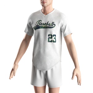 Newest V Neck Embroidery Street Culture White 100% <b>Polyester</b> v Neck Solid Baseball Sports Custom Jersey Uniform T <b>Shirt</b> Baseball - Product Image 5