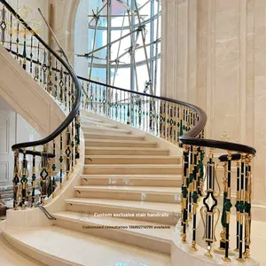 אלומניום אור בסגנון יוקרתי מעקה מעקה עם עיצוב מסתובב מעוקל עבור וילה - Product Image 2