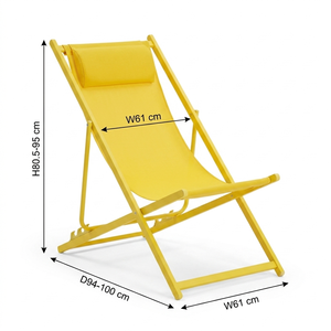 Chaise pliante d'extérieur avec cadre en acier, dossier réglable, chaise longue de plage en maille respirante, chaise de patio pour jardin - Product Image 6