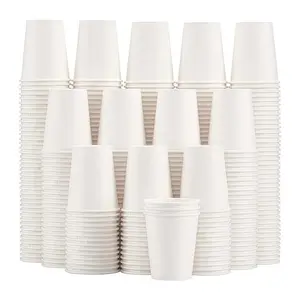 Disposable Printed logo 8 OZ Paper Cups single wall hot drink paper cups with PS lid
