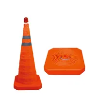 Kerucut Keselamatan Jalan Reflektif Kerucut Lalu Lintas Oranye Multifungsi Portabel Dapat Dilipat Fleksibel Terlihat Tinggi dengan Lampu Peringatan