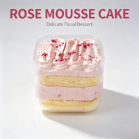 Gâteau Mousse à la Rose Surgelé en Boîte, Prêt à Consommer, Dessert Floral en Couches, Vente en Gros pour Supermarchés et Cafés