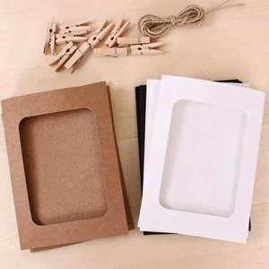 Kit de cadres <span class=keywords><strong>photo</strong></span> suspendus DIY, cartes de cadres <span class=keywords><strong>photo</strong></span> en papier kraft de 6 pouces, 10 pièces, cartes de vœux pour la décoration murale de photos à la maison - Product Image 4