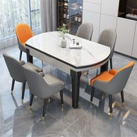 Ensemble table et chaises de salle à manger en pierre frittée moderne, écologique, résistant à l'eau, durable, pour 6 personnes, petits appartements, villas
