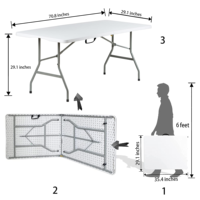 Vente chaude Portable Table Pliante Extérieure Table De Jardin Pliable 6ft Tables Rondes En Plastique Blanc et Chaises pour Événements Fête