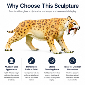 Sculpture réaliste <span class=keywords><strong>de</strong></span> <span class=keywords><strong>tigre</strong></span> à dents <span class=keywords><strong>de</strong></span> <span class=keywords><strong>sabre</strong></span> en fibre <span class=keywords><strong>de</strong></span> verre, statue en FRP, statue <span class=keywords><strong>de</strong></span> <span class=keywords><strong>tigre</strong></span> à dents <span class=keywords><strong>de</strong></span> <span class=keywords><strong>sabre</strong></span> pour exposition en parc à thème extérieur - Product Image 3