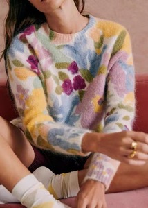 <span class=keywords><strong>Pull</strong></span> en cachemire et Mohair pour <span class=keywords><strong>femme</strong></span>, impression personnalisée, Vintage, hiver - Product Image 5