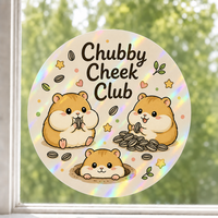 Autocollants personnalisés imperméables en PVC vinyle, motif hamster Kawaii, pour fenêtre, imprimés UV, électrostatiques, décoratifs pour verre et mur