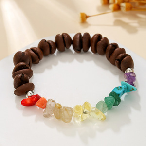 Bracelet en perles de café naturel, forme irrégulière, bijoux cadeau unisexe - Product Image 4