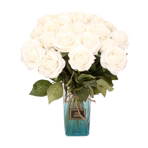 Fleurs de mariage artificielles <span class=keywords><strong>en</strong></span> soie à toucher réel, rose à <span class=keywords><strong>tige</strong></span> unique, décoration artisanale - Product Image 6