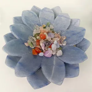 Vendita calda energia di meditazione di cristallo fatto a mano ciotola di fiori di loto per regalo Souvenir