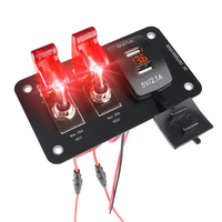 Interrupteur à bascule 2 voies en alliage d'aluminium vert LED 12V avec panneau de commande et disjoncteur USB pour voiture de course