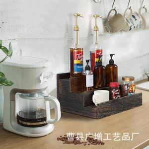 <b>Rustic</b> <b>Wooden</b> <b>Shelf</b> Tiered Condiment Rack 3 Floors Kitchen Countertop Display Storage Multipurpose - Product Image 1