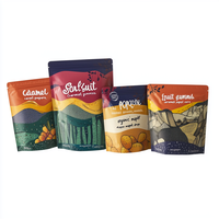 Sachet refermable personnalisé avec logo, résistant à l'humidité, en plastique alimentaire, pour emballage de snacks, sachet imprimé à fond plat pour aliments pour animaux et chewing-gum