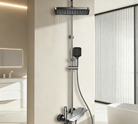 Système de colonne de douche moderne en bronze canon avec pommeau de douche carré, ensemble de douchette multi-modes pour la rénovation de salle de bain