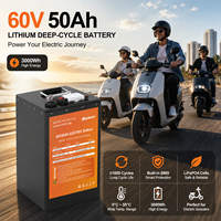 Batterie lithium-ion 60V 50Ah pour moto électrique, scooter électrique, vélo électrique, véhicule à deux roues, batterie rechargeable avec BMS
