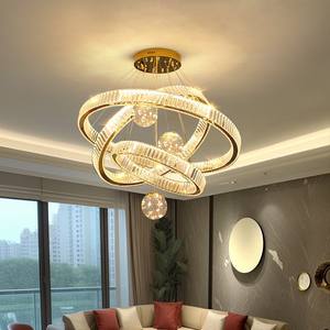 Lámpara Colgante LED Nórdica Dorada <span class=keywords><strong>Cielo</strong></span> Estrellado con <span class=keywords><strong>Tres</strong></span> Bolas de Luz para Lobby de Hotel Escalera Sala de Estar - Product Image 2