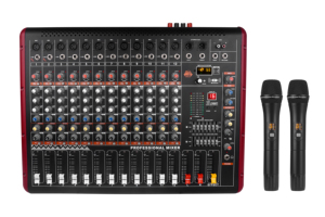 เครื่องขยายเสียง AOSHEN ระดับมืออาชีพ 2x350W 8 12 ช่องสัญญาณ 16 DSP มิกเซอร์ USB ไมโครโฟนไร้สายคู่ วัสดุโลหะ - Product Image 6