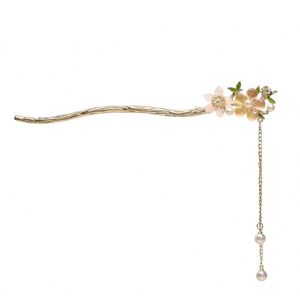 Bâtonnet à cheveux en perles et strass de style chinois ancien pour femmes, épingle à cheveux vintage en cristal, accessoire de coiffure - Product Image 5