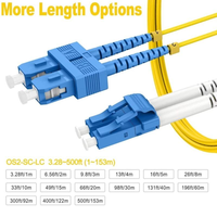 Kabel Serat Optik Singlemode 9/125 Duplex LC/UPC-SC/UPC, Kabel Patch Fiber Optik untuk Peralatan Fiber Optik, Konektor LC SC SM DX