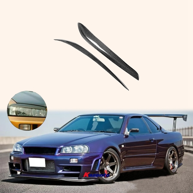 For 99-07 Nissan Skyline R34 GTR GTT GTS Front Bumper Headlight Eyelid Eyebrow