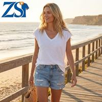 Camisetas de Verano para Mujer Zesheng, Manga Corta, Cuello en V, Estilo Casual, Básicas, Tallas Grandes, Corte Holgado, Blusa de Manga Corta