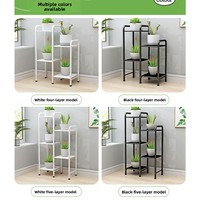 Rak Bunga Multifungsi 5 Tingkat Minimalis Modern dari Besi Tempa untuk Ruang Tamu, Penyangga Tanaman Indoor Pothos