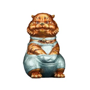 Colored Copper Dingdang Tiger Figurine Zodiac <b>Craft</b> Office Desk Decoration Feng Shui Style Personal Gift - Product Image 4